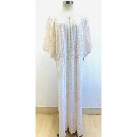 NWT NINE WEST Women Short Sleeve Full Length Lined Peach Boho Maxi Dress Size 4X - Picture 1 of 12